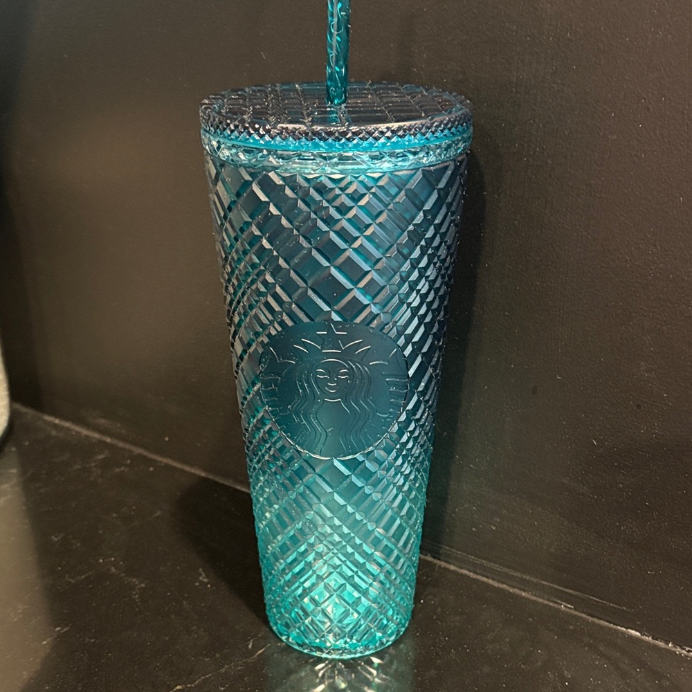 Starbucks Teal Diamond-Patterned Tumbler